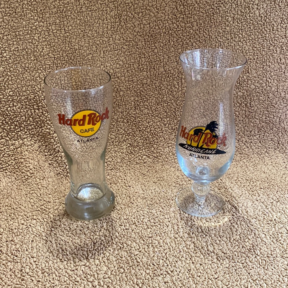 Hard Rock Cafe Atlanta Drink ware Glasses Hurricane Pilsner